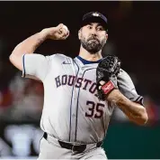  ?? Nick Wass/Associated Press ?? Justin Verlander threw six strong innings on Friday in his debut, allowing just four hits and two runs.