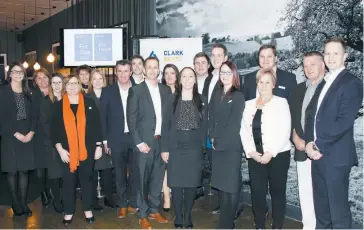  ??  ?? The Clark NextRE team from left: Zoe Clarkson, Michelle Mason-Woods, Hailey Robb, Kellie Lowe, Natalie Morrissey, Dannielle Kettle, Matt Pyle, Julian Price, Anthony Rabl, Kirsty Patterson, Daisy Wright, Tyler Hogan, Dean Macfarlane, Jess Wilkinson,...