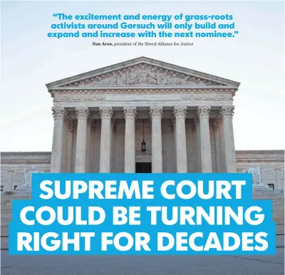  ?? ZACH GIBSON, GETTY IMAGES ?? Many hot-button issues could be decided by a conservati­ve Supreme Court in the next few years.