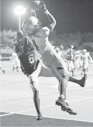  ??  ?? St. Thomas Aquinas receiver Camden Brown catches a touchdown pass.