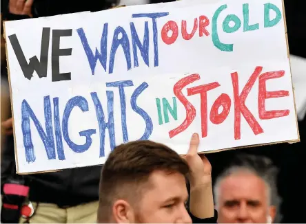  ??  ?? MAKING A STAND: Chelsea fans protesting last night and clearly missing their visits to the bet365 Stadium.