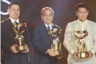  ??  ?? Meralco Luminaries for local government units category: Malabon City Mayor LenLen Oreta, Pasay City Mayor Tony Calixto and Imus, Cavite Mayor Emmanuel Maliksi.