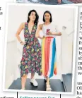  ??  ?? Selling power: Eva Chen, Aimee Song and Rocky Barnes wear Olivia Rubin’s £220 Rainbow skirt