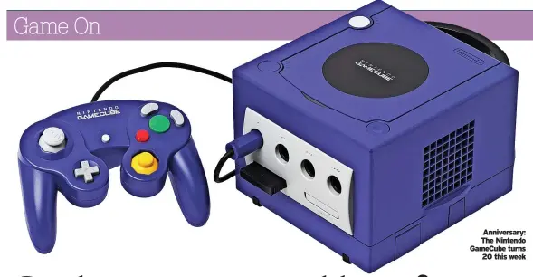  ??  ?? Anniversar­y: The Nintendo Gamecube turns 20 this week