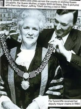  ??  ?? Flo Tunnicliff­e received her deputy mayor chains in 1980