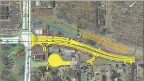  ?? SUBMITTED RENDERING COURTESY OF MCMAHON ASSOCIATES TRAFFIC ENGINEERS ?? This is a site plan of a proposed realignmen­t of Orvilla Road at Cowpath Road to create a straight, four-way intersecti­on and convert part of Orvilla Road into a cul-de-sac.