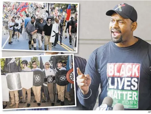  ?? /AP ?? Bronx activist Hawk Newsome is leading a march from the city to Washington to mark last August's racist violence in Charlottes­ville, Va.