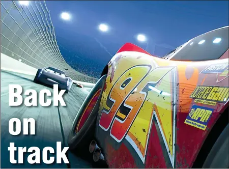  ??  ?? No. 95 Lightning McQueen ( voice of Owen Wilson) confronts his mortality and a young, faster rival Jackson Storm ( Armie Hammer) in Cars 3, only the second series of Pixar fi lms — after Toy Story — to spawn two sequels.