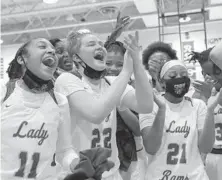  ?? SENTINEL
JOHN MCCALL/SOUTH FLORIDA SUN ?? Players from Palm Beach Lakes celebrate after beating Boca Raton during the regional final in West Palm Beach on Friday. The Rams advanced to the state Final Four for the second straight year.