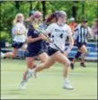  ?? TRENTONIAN FILE PHOTO ?? Princeton Day School’s Bridget Kane, right, scored four goals and three assists in the Prep B semifinal win over Pennington.