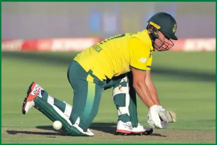  ??  ?? AB de Villiers plays a reverse sweep during Wednesday night’s T20 series decider against Sri Lanka at Newlands.