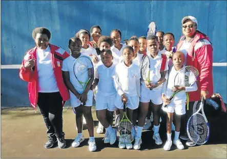  ?? Picture: SUPPLIED ?? TENNIS STARLETS: Some of the pupils who will be taking part in the youth tournament hosted by the David Kempele Academy in King William’s Town today in a photo session with their teachers