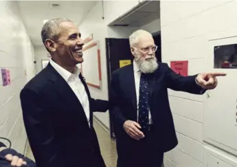  ?? JOE PUGLIESE/NETFLIX ?? What Barack Obama needs is a livelier atmosphere on David Letterman’s new Netfilx show, Vinay Menon writes.