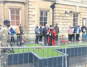  ??  ?? Scenes from the Remembranc­e Sunday ceremonies in Bath