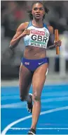  ?? Picture: Getty. ?? Dina Asher-smith crosses the line to win gold in the Women’s 4 x 100m Relay Final.