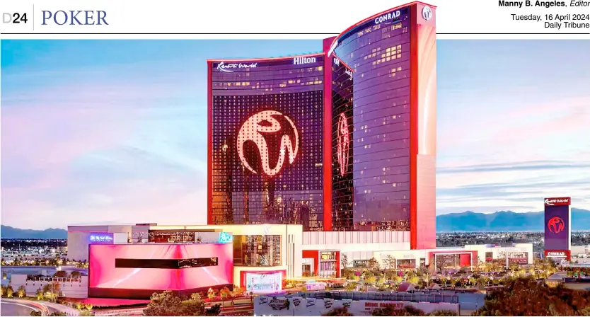  ?? PHOTOGRAPH COURTESY OF CARD PLAYER.COM ?? AFTER hosting the Poker Atlas Tour, Resorts World Las Vegas has revealed the schedule for its 2024 Poker Series, an 82-event festival that features more than $900,000 in guaranteed prize money. (Story below)