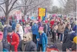  ?? EDDIE MOORE/JOURNAL ?? Police estimated that 11,000 people gathered around the Roundhouse in Santa Fe for Saturday’s protest against President Donald Trump.