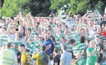  ??  ?? Celtic fans at Solitude in 2013. Left from top, Andrew McQuillan and Linfield chairman Roy McGivern