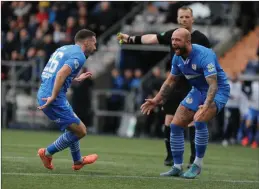  ?? ?? Darren Lyon and Jordon Forster (above) celebrate Kelty’s third goal; Kallum Higginboth­am (above right) challenges Liam Henderson for the ball; and Tam O’Ware (below right) intercepts. Photos: David Wardle.