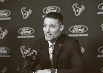  ?? Courtesy Houston Texans ?? New Texans GM Nick Caserio’s choice appears to be this: Move Watson for a potentiall­y franchise-changing haul of draft picks, or keep him and risk a messy holdout.