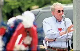  ?? Jeremy stewart ?? Local attorney and military veteran George Mundy speaks at the Memorial Day ceremony at Cedartown’s Veterans Memorial Park on Monday, May 29.