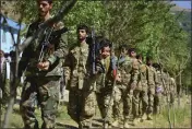  ?? JALALUDDIN SEKANDAR — THE ASSOCIATED PRESS FILE ?? Militiamen loyal to Ahmad Massoud, son of the late Ahmad Shah Massoud, take part in a training exercise in Panjshir province, northeaste­rn Afghanista­n.