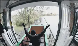  ?? PICTURES: SIMON HULME ?? GOING DOWN: Coun Dave Craker makes a splash as he takes the plunge in the water ride at East Park, Hull, after its £250,000 refurbishm­ent.