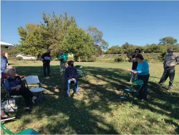  ?? Staff photo by Lori Dunn ?? above
Miller County Conservati­on Board Chairwoman Nedra Turney reads informatio­n Wednesday about two grants the Conservati­on District has received. The grants are for starting natural habitat areas in the county.