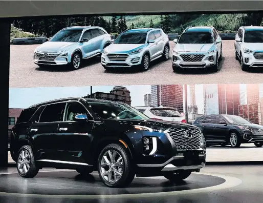  ?? PHOTO: REUTERS ?? The 2020 Hyundai Palisade is introduced at the Los Angeles Motor Show last week.