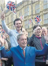  ??  ?? WE DID IT: Ukip leader Nigel Farage celebrates