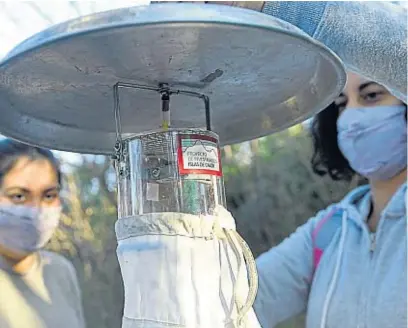  ?? JAVIER FERREYRA ?? CAZADORAS. Investigad­oras colocan trampas en diferentes puntos de la ciudad de Córdoba para atrapar mosquitos.