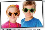  ??  ?? WARNING: Novelty sunglasses and, left, eye test. Below, blackcurra­nts and juice