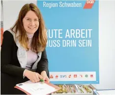 ?? Foto: Silvio Wyszengrad ?? Silke Klos Pöllinger ist die DGB Regionsvor­sitzende in Schwaben. Ihr Büro hat sie in Augsburg. Sie ist Nachfolger­in von Helmut Jung.