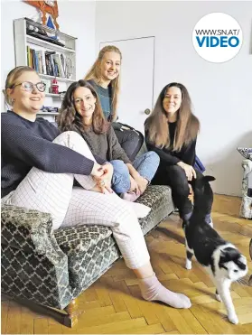  ?? BILD: SN/WIENERROIT­HER ?? Verena Zehentner, Nina Zimmermann, Maike Engel und Franziska Fowles nehmen an der WG-Challenge teil.