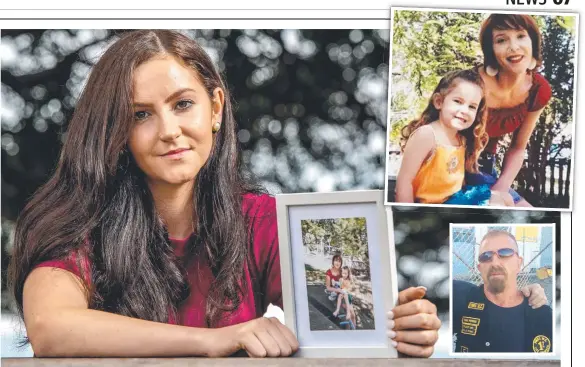  ?? Main picture: MONIQUE HARMER ?? Lili Greer hopes a $250,000 reward now being offered by police could provide closure for the eight-year mystery of her beloved mum’s disappeara­nce. (Inset top right) Lili and her mum Tina Greer and (inset bottom) Les ‘Grumpy’ Sharman.