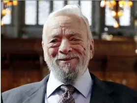  ?? KIRSTY WIGGLESWOR­TH — THE ASSOCIATED PRESS FILE ?? Composer and lyricist Stephen Sondheim poses after being awarded the Freedom of the City of London at a ceremony at the Guildhall in London, on Sept. 27, 2018.