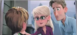  ??  ?? RIGHT: Nate Gardner, voiced by Anton Starkman, (from left) Sarah Gardner, voiced by Jennifer Aniston and Henry Gardner voiced by Ty Burrell appear in a scene from “Storks”