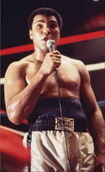  ??  ?? Muhammad Ali addressing the crowd before his fight with Leon Spinks in New Orleans, in which Ali went on to regain the world heavyweigh­t title.