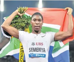  ?? AFP ?? Caster Semenya is a two-time Olympic champion and three-time world champion.