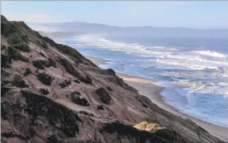  ?? Photograph­s by Robert Gauthier Los Angeles Times ?? SEA LEVEL rise and coastal erosion threaten the beaches and sand dunes in Marina. Here, a view south from Marina State Beach.