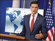  ?? EVAN VUCCI / AP ?? White House Homeland Security Adviser Tom Bossert speaks during a briefing blaming North Korea for a ransomware attack that infected hundreds of thousands of computers worldwide.