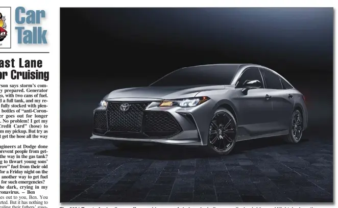  ??  ?? The 2021 Toyota Avalon lineup offers a wide range of choices, including new all-wheel-drive and Nightshade options.