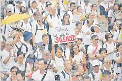  ?? Picture: AFP ?? A group of elderly people prepare to march to the government headquarte­rs in Hong Kong on Wednesday, in the latest protest against a controvers­ial Extraditio­n Bill.