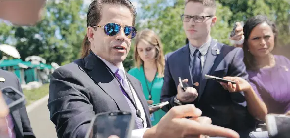  ?? THE ASSOCIATED PRESS ?? Former White House communicat­ions director Anthony Scaramucci was an easy target for late-night jabs.