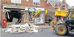  ??  ?? The cash machine raid at Rothley earlier this year. (Picture by the Leicester Mercury)