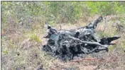  ?? HT PHOTO ?? The mangled remains of the jeep that carried the explosive material from Badwel to Kalasapadu.