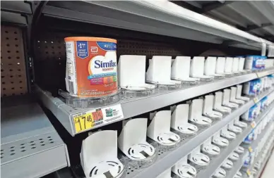  ?? GAY/AP ERIC ?? Nationwide about 40% of large retail stores are out of baby formula, up from 31% in mid-april, according to a data analytics firm. More than half of U.S. states are seeing out-of-stock rates between 40% and 50%.