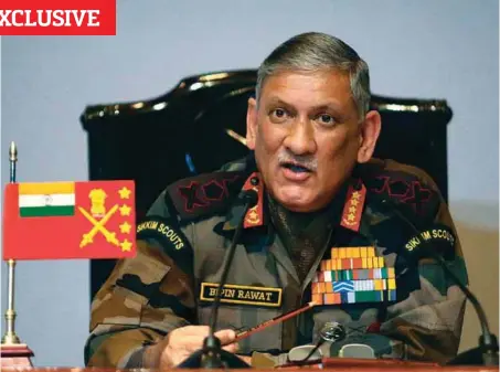  ??  ?? The Chief of the Army Staff General Bipin Rawat addressing the press conference as run up to the Army Day 2017, in New Delhi on January 13, 2017