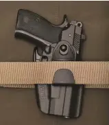  ??  ?? Another comfortabl­e IWB holster is the Safariland GLS IWB (575 Pro Fit Compact). Note the lever to disengage active retention.