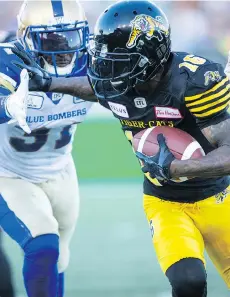  ?? THE CANADIAN PRESS/FILES ?? Wide receiver Brandon Banks and the Tiger-Cats’ offence got the better of the Winnipeg Blue Bombers’ defence during their previous meeting in Hamilton. The teams square off again Friday.